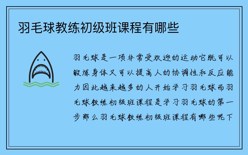 羽毛球教练初级班课程有哪些