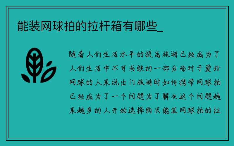 能装网球拍的拉杆箱有哪些_