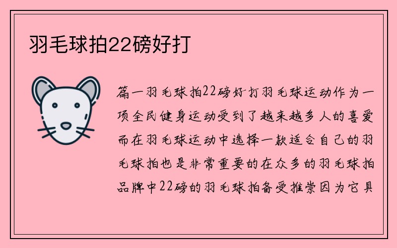 羽毛球拍22磅好打