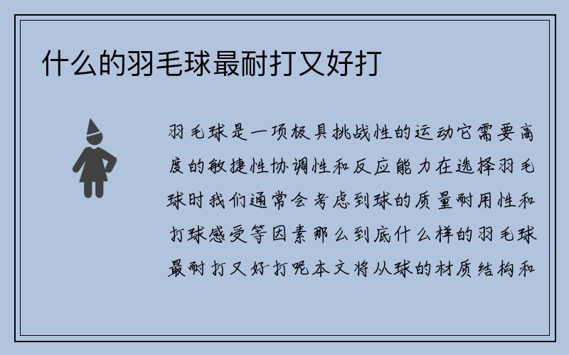 什么的羽毛球最耐打又好打